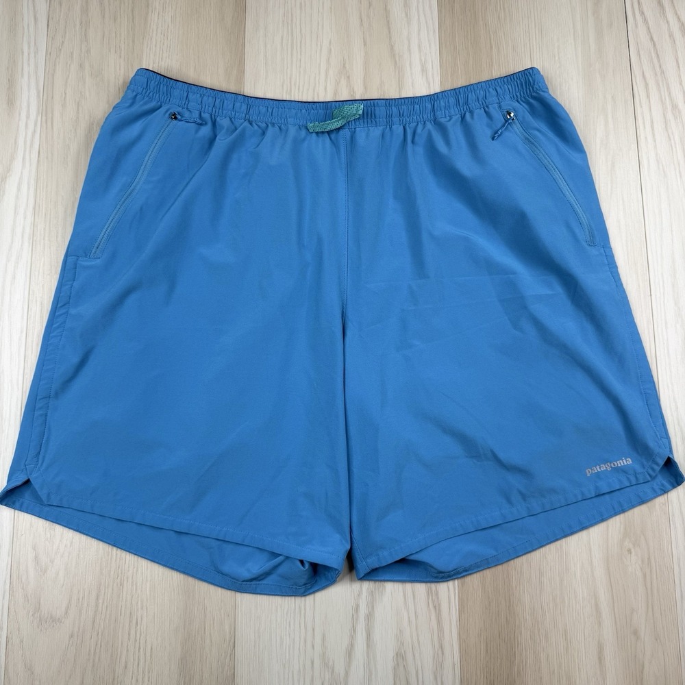 Patagonia 8" Inseam Nine Trails Shorts Lined Mens Size XXL Blue Running